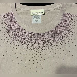 🆕 Country Store Purple Embellished Sparkling Studded T-Shirt Women’s 2XL NWOT